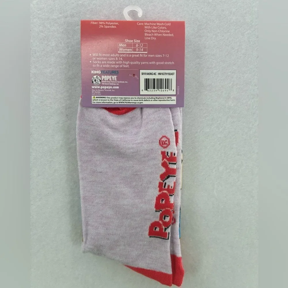 POPEYE Character Crew Socks Size Woman/Man
